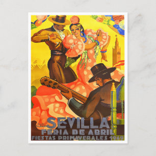 1949 Feria de Sevilla Reisen vintage Postkarte