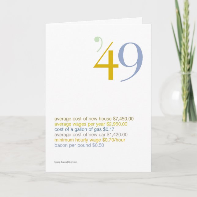 1949 Geburtstags-Spaß-Tatsachen Karte (Vorderseite)