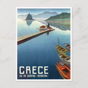1949 Korfu Griechenland Reiseplakat Postkarte