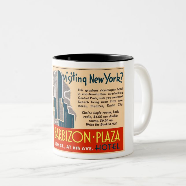 1949 NYC HOTEL-WERBUNG ZWEIFARBIGE TASSE (VorderseiteRechts)