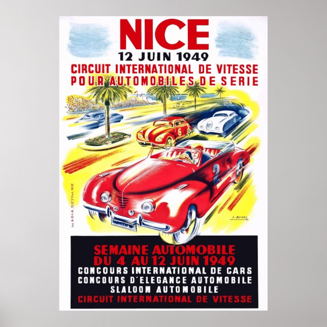 1949 Rennstrecke in Nizza Poster (Vorne)