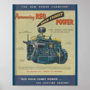 1949 REO Gold Comet Truck Motor Annonce Poster