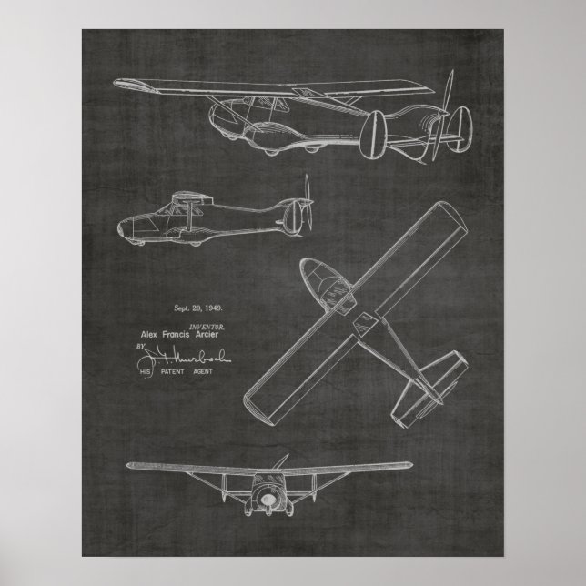1949 Rücken Prop Flugzeug Patent Art Zeichnend Dru Poster (Vorne)