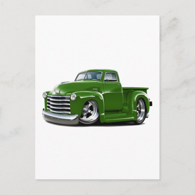 1950-52 Chevy Green Truck Postkarte (Vorderseite)