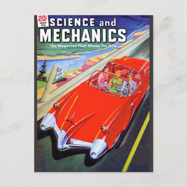 1950 Auto der Zukunft Postkarte (Vorderseite)