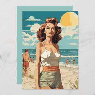 1950 Beach Girl Einladung