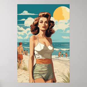 1950 Beach Girl Poster