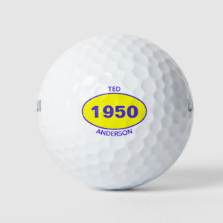 1950 Bearbeitbar 70. Geburtstag Gelb Personalisier Golfball