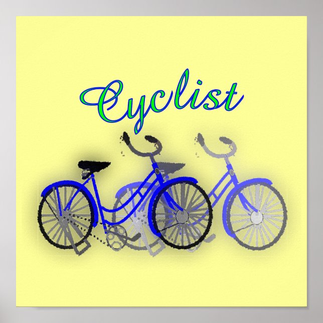 1950 Bicycle Watercolor Zeichnend Poster (Vorne)