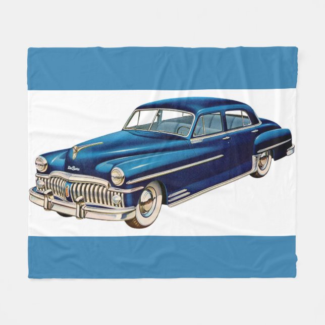 1950 blauer DeSoto-Druck Fleecedecke (Vorderseite (Horizontal))
