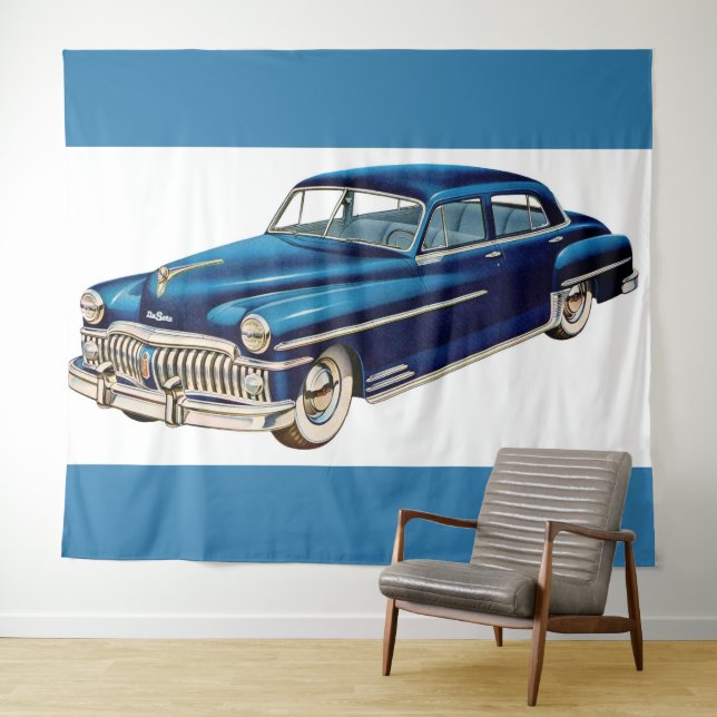 1950 blauer DeSoto-Druck Wandteppich (Beispiel (Horizontal))
