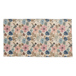 1950 Blume in Dusty Pink, Blau Kissenbezug