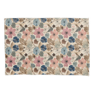 1950 Blume in Dusty Pink, Blau Kissenbezug