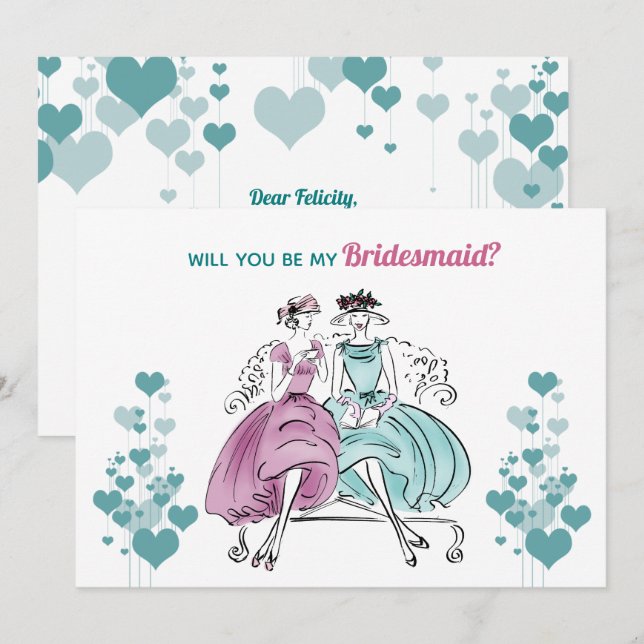 1950 Brautjungfrau Einladung (Vorne/Hinten)