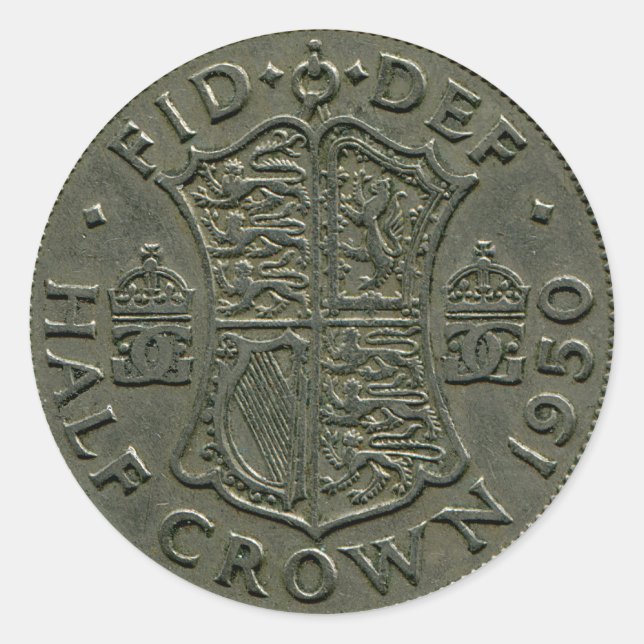 1950 Britische Half Crown-Aufkleber Runder Aufkleber (Vorderseite)