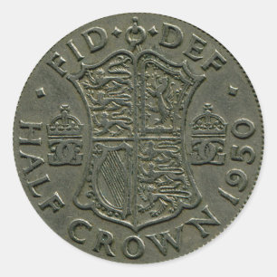 1950 Britische Half Crown-Aufkleber Runder Aufkleber