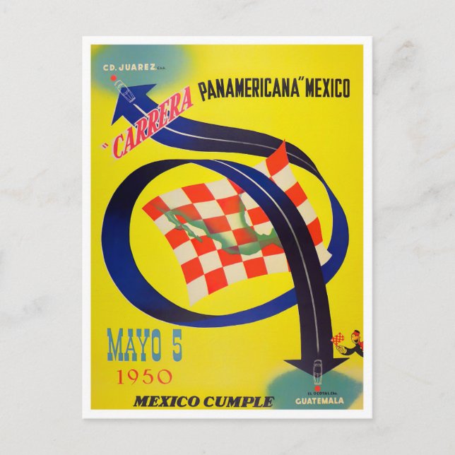 1950 Carrera Panamericana Vintage-Rennen Postkarte (Vorderseite)