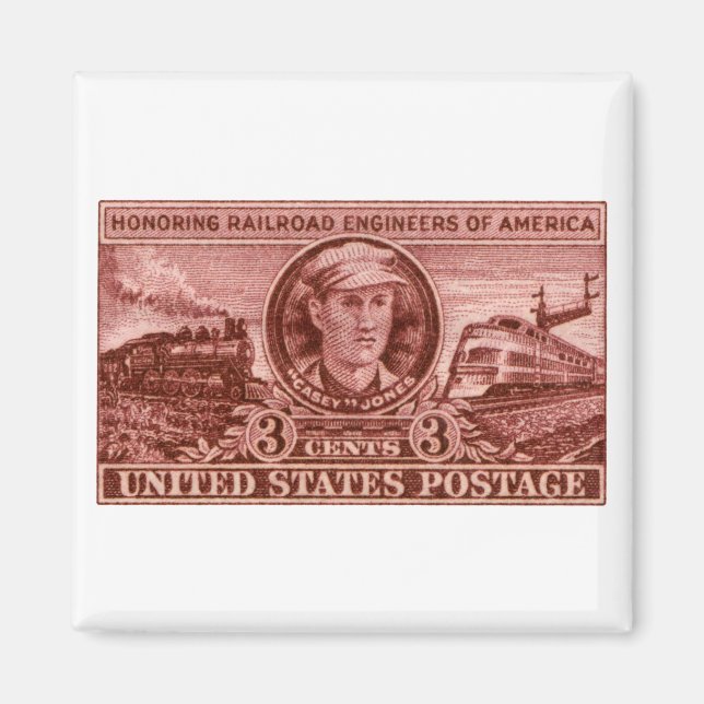 1950 Casey Jones Briefmarke Magnet (Vorne)