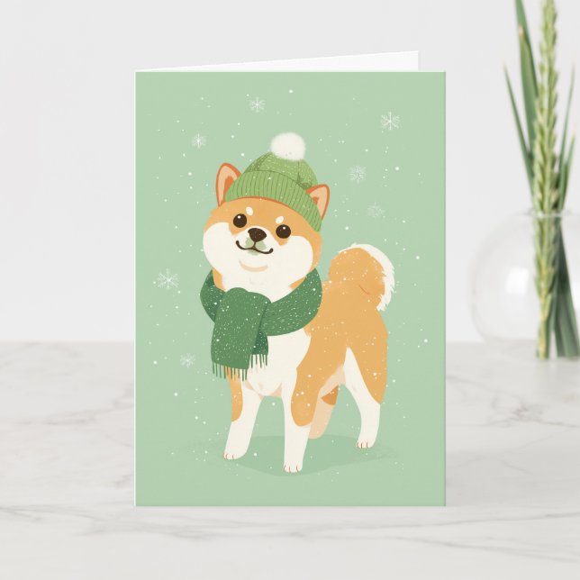 1950 Christmas Shiba Inu Karte (Vorderseite)