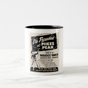 1950 cm PIKES PEAK TYP RANCH WERBUNG Zweifarbige Tasse