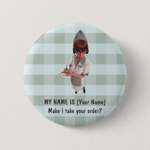 1950 DINER GAL KELLNERIN NAME NDELN - ANPASSEN! BUTTON