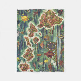 1950 Einfache Karte von Hawaii Joseph Feher Fleecedecke