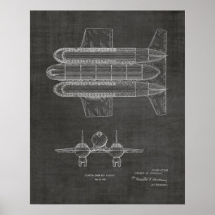 1950 Flugzeugpatentkunst Zeichnend Print Poster