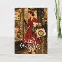 1950 Frau beim Weihnachtseinkauf