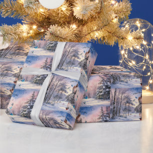 1950 Frau mit Schmetterlingen Weihnachtsgruß Geschenkpapier