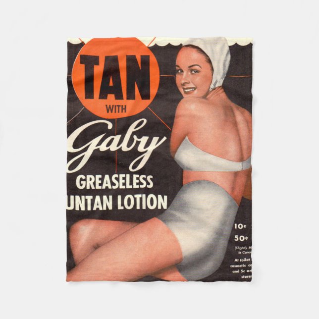 1950 Gaby Suntan Lotion ad Fleecedecke (Vorderseite)
