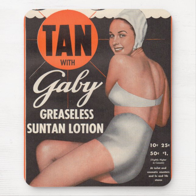 1950 Gaby Suntan Lotion ad Mousepad (Vorne)