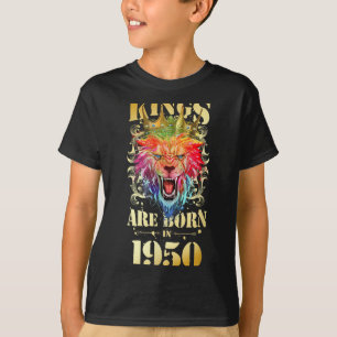 1950 Geboren König Krone Löwe Geburtstagszitat T-Shirt