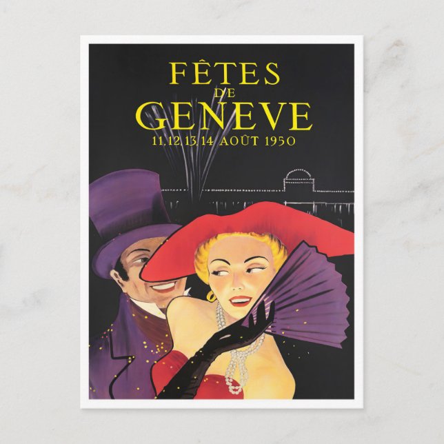 1950 Genf Schweiz Jahrgang Reise Postkarte (Vorderseite)