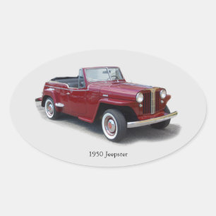 1950 Jeepster-Aufkleber Ovaler Aufkleber