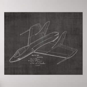 1950 Jet Flugzeug Patent Art Zeichnend Print Poster
