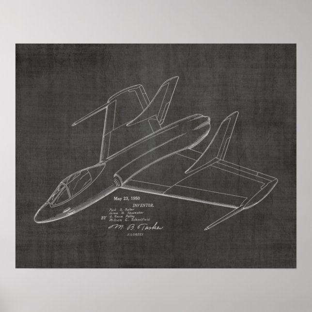 1950 Jet Flugzeug Patent Art Zeichnend Print Poster (Vorne)