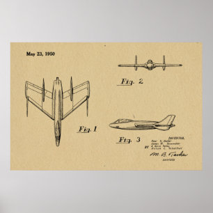 1950 Jet-Flugzeug-Patent Zeichnend Kunstdruck Poster