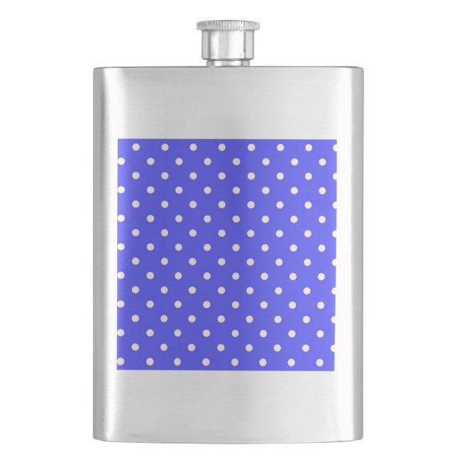 1950 lila blaue weiße Punkte Flachmann (Vorderseite)