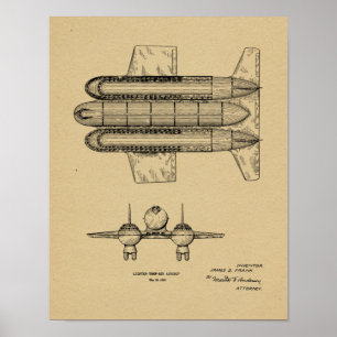 1950 Luftschiff Flugzeug Patent Kunst Zeichnung Dr Poster