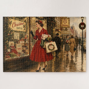 1950 macht eine Frau ihre Weihnachtseinkäufe Puzzle