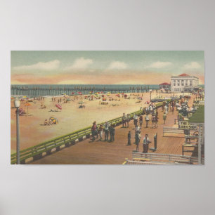 1950 Ocean City, MD Boardwalk, Strand, Fischereiha Poster