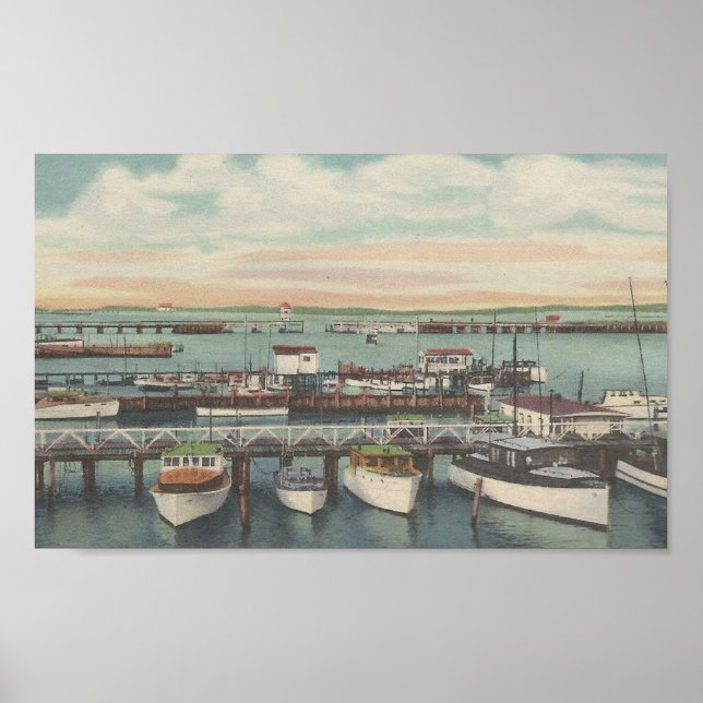 1950 Ocean City, MD Charter Fishing Boat Dock Poster (Vorne)