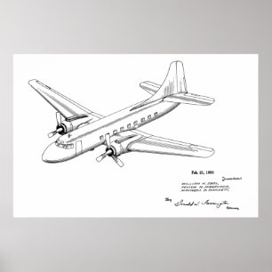 1950 Patentkunstzeichnung eines Passagierflugzeugs Poster