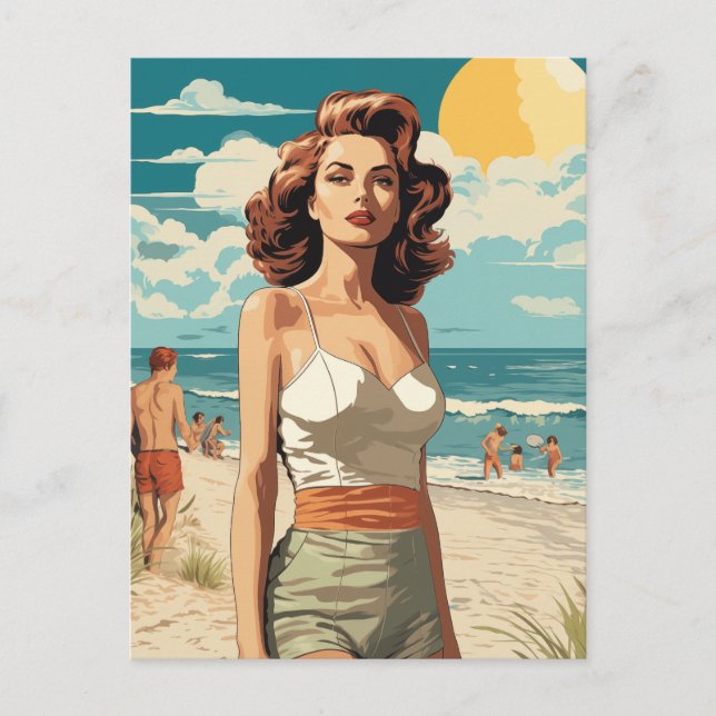 1950 Strandmädchen Postkarte (Vorderseite)