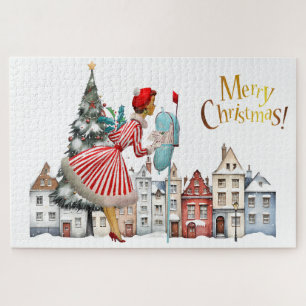 1950 Vintage Dame verschickt Weihnachtsgrüße Puzzle