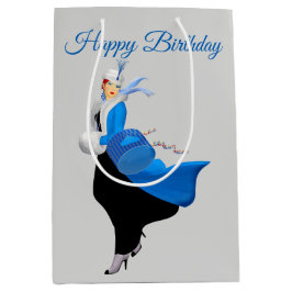 1950 Vintage Frau in Blau Mittlere Geschenktüte