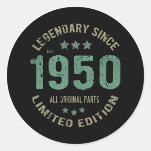 1950 Vintage Geburtstag Runder Aufkleber