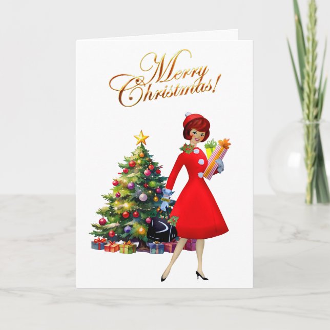 1950 Vintage Lady Frohe Weihnachten  (Vorderseite)