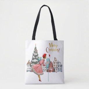 1950 Vintage Lady Posting Weihnachtsgrüße