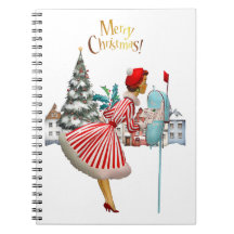 1950 Vintage Lady Posting Weihnachtsgrüße